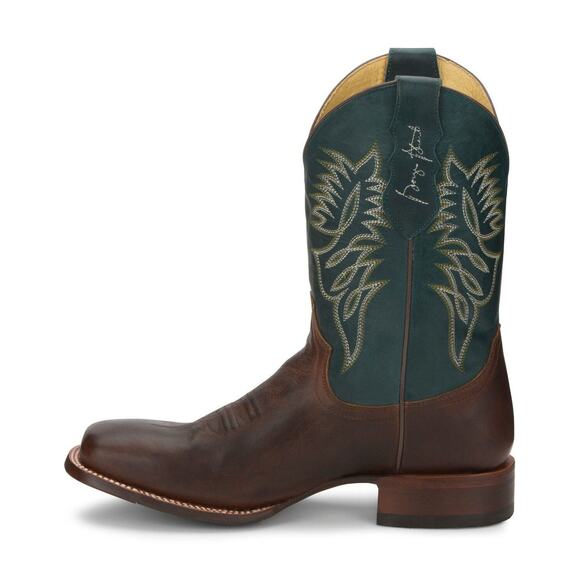 NEW Justin George Strait Western Boots Wide Square Toe Leather Cowboy Rodeo 12 main image 8